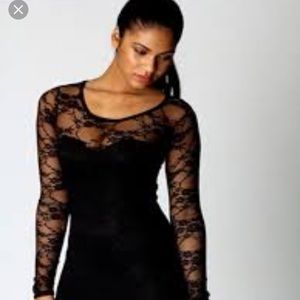 Boohoo long sleeve lace dress